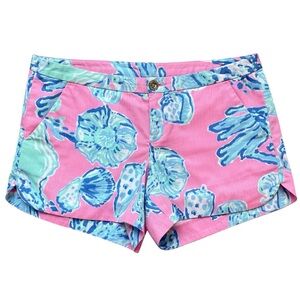 Lilly Pulitzer 4” Adie Shorts in Pink Pout Barefoot Princess 🩷 🐚 🩵